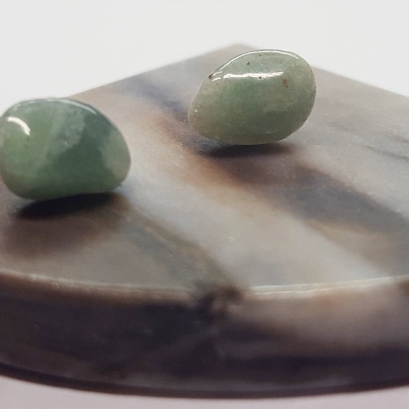 🆕 Handmade Raw Jade Sterling Silver Stud Earrings - Picture 6 of 14